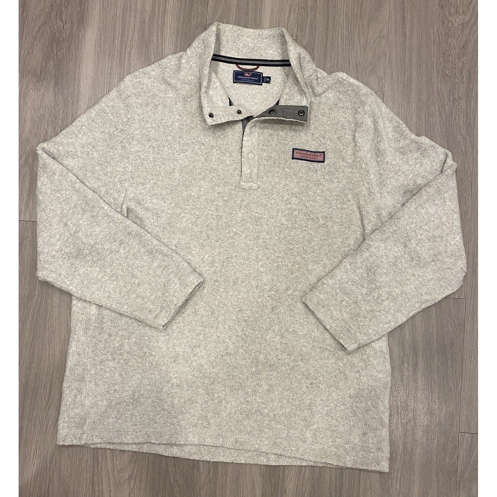 Vineyard Vines Mens Performance Pullover Fleece Sweater XL 1/4 Snap EUC‎